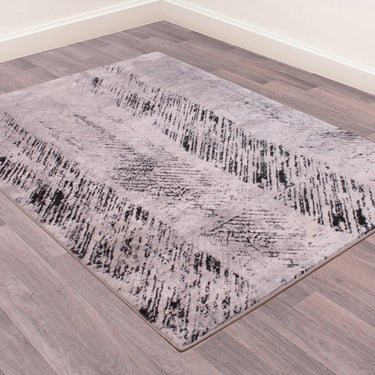 Arabella Imperial Abstract Distressed Quality Black White Soft Rug in 80x150 cm