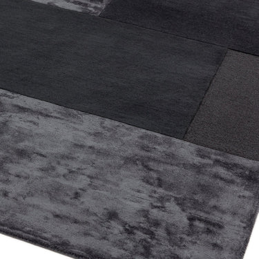 Asiatic London Tate Blocks Grey Charcoal Hand-Carved Wool Viscose Geometric Rug
