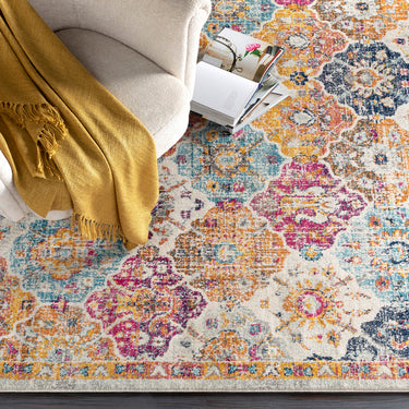 Harput HAP1018 Modern Vintage Area Yellow Multi Washable Jute Cotton Polypropylene Rug