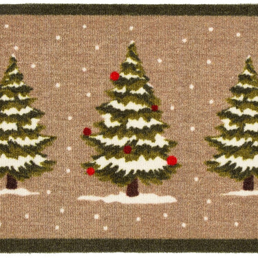 My Nylon Pattern Christmas Winter Trees Washable Non-Slip Bordered Rug