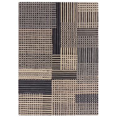 Asiatic London Aspect Grey Multi Hand-Tufted Basketweave Pattern Handmade Wool Abstract Textured Rug