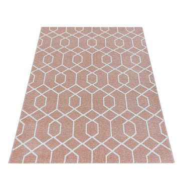 Efor New Design Rose Pink Jute Polypropylene Geometric Rug