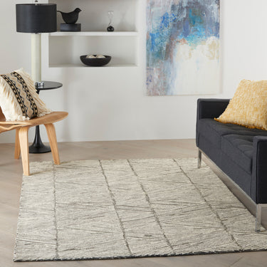 Nourison Colorado Linear Hand-Tufted Earth Tone Grey White Wool Textured Modern Rug