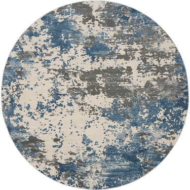 Rustic Textures RUS08 Modern Abstract Circle Round Rug in Ivory Grey Blue