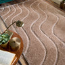 Origins Wave Silky Shine Beige Shaggy Modern Plush Rug - Small 80x150 cm (2'6"x5')