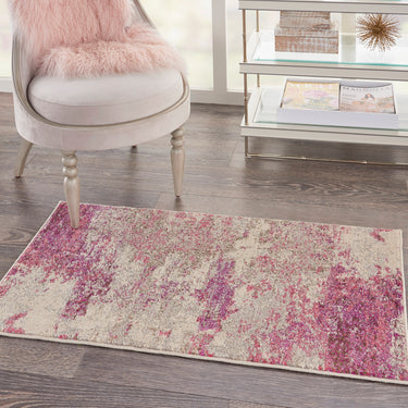 Celestial CES02 Modern Abstract Ivory Pink Rug by Nourison