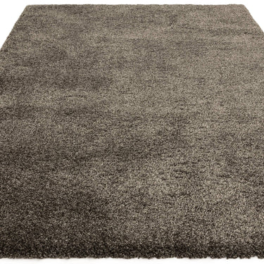 Atlas Shaggy Modern Plain Thick Pile Rug in Gunmetal Charcoal/Dark Grey