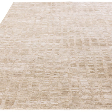 Asiatic London Laurent LA07 Broken Grid Fringed Beige Natural Cotton Abstract Textured Distressed Rug