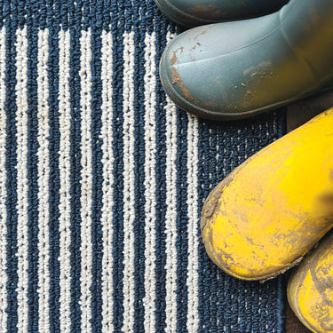 My Stain Resistant Durable Navy Blue Stripe Washable Non-Slip Polypropylene Striped Hallway Runner Rug