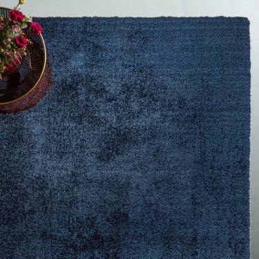 Payton Shaggy Rug Soft Fluffy Living Room Bedroom Silky Shimmer Navy Rug