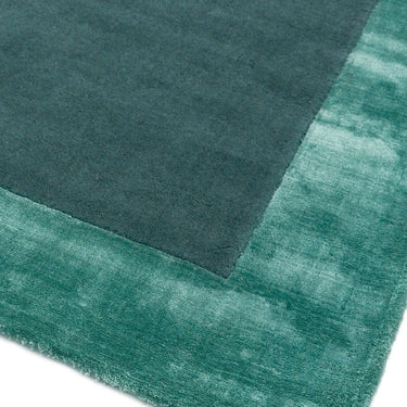Ascot Modern Plain Hand Woven Wool Viscose Bordered Aqua Blue Rug