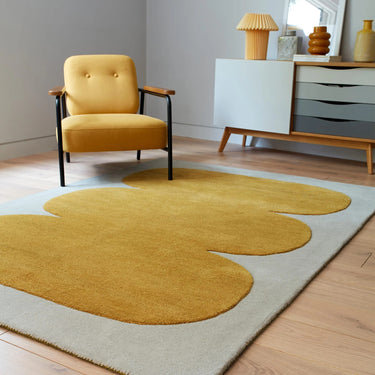 Asiatic London Canvas Sculpt Retro Tufted Yellow Handmade Wool Abstract Geometric Rug