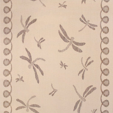 Terrace Dragonfly Outdoor Bordered Rug Round in Natural Taupe