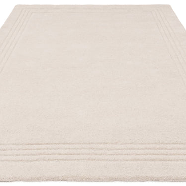 Asiatic London Orlo Natural Framed Ivory Hand-Carved Wool Textured Bordered Rug