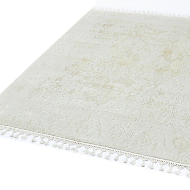 Classic Vintage Katherine Carnaby Rug Traditional Silky Viscose Flatweave Shiny Shimmer Soft Fringed White  Rug
