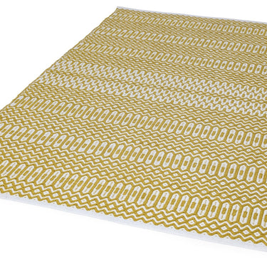 Halsey Indoor Outdoor Rug Hand Woven Geometric Flatweave Reversible Mustard Yellow Rug, Runner or Cushion
