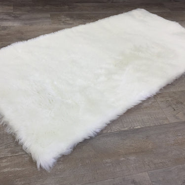 Auckland Luxury Faux Fur Sheepskin Soft Cosy Shaggy Rug Mat in Pink, Silver White