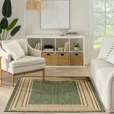 Horizon HOZ03 Green By Indoor Outdoor Polypropylene Geometric Flatweave Rug