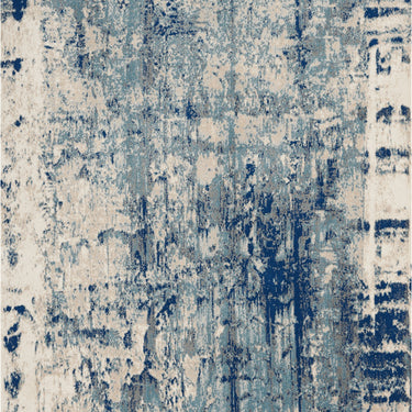 Nourison Maxell MAE16 Ivory Blue Cotton Abstract Modern Rug