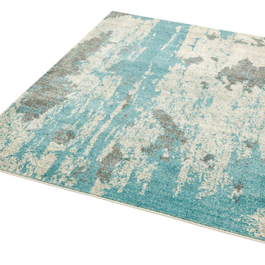Nova Modern Painterly Abstract Distressed Rug in Duck Egg