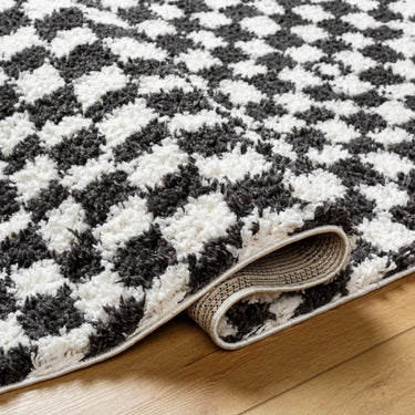 Birmingham Modern Checkboard Soft Plush Pile Grey Rug