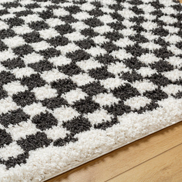 Birmingham Modern Checkboard Soft Plush Pile Grey Rug
