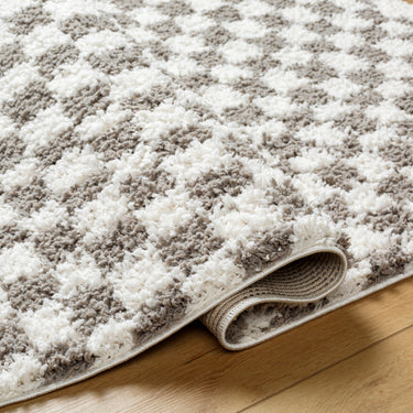 Birmingham Modern Checkboard Soft Plush Pile Grey Rug