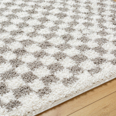 Birmingham Modern Checkboard Soft Plush Pile Grey Rug