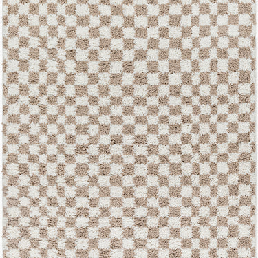 Birmingham Modern Checkboard Soft Plush Pile Brown Rug
