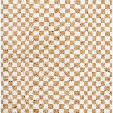 Birmingham Modern Checkboard Soft Plush Pile Yellow Rug