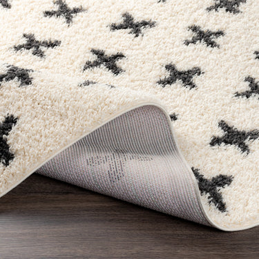 Beni Shaggy Modern Cream & Black Rug