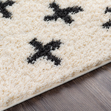Beni Shaggy Modern Cream & Black Rug