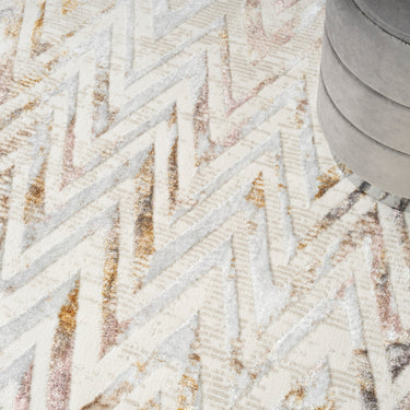 Glitz GLZ05 Chevron Silky Shimmer Multi By Abstract Geometric Textured Distressed Rug