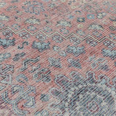 Kaya Esfir KY09 Traditional Persian Floral Flatweave Distressed Washable Rug in Red Blue Multi