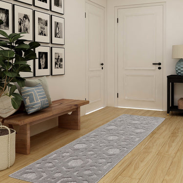 Salta Geometric SA03 Indoor Outdoor Rug Hallway Runner in Silver Grey