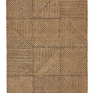 Origins Squared Tufted Sand Beige Wool Geometric Textured Striped Rug