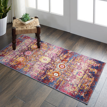 Nourison Kashan VKA03 Distressed Classic Red Multi Polypropylene Persian Oriental Traditional Rug