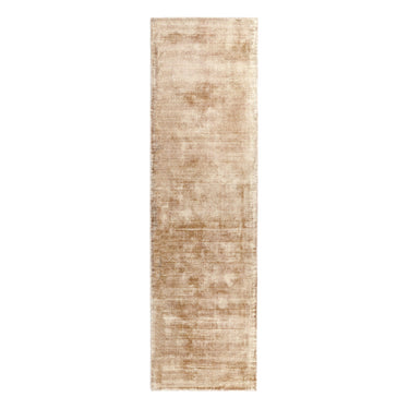 Blade Plain Silky Hand Woven Viscose Soft Shiny Rug Runner in Champagne Gold