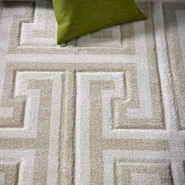 Origins Elegant Greek Key Beige Cream Jute Polypropylene Geometric Rug