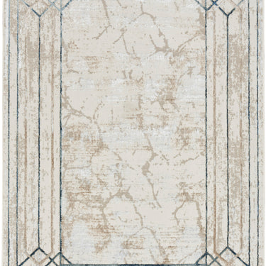 Glitz GLZ03 Frame Soft Silky Ivory Taupe Abstract Geometric Textured Bordered Rug