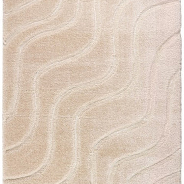 Origins Wave Silky Shine Cream Shaggy Modern Plush Rug