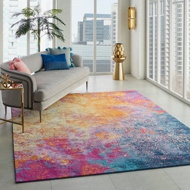 Passion PSN10 Sunburst Abstract Rug Modern Living Room Bedroom Bright Multi Colours Rug