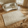 Priory PRI102 Geometric 100% Pure New Zealand Wool Hand Made Beige Rug by Sarah Gare - 160 x 230 cm (5'3"x7'6")