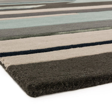 Matrix Rhombus Geometric Rug Hand Made Soft Wool Rug in Blue