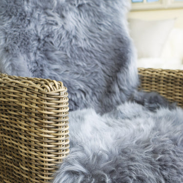 Origins Genuine Animal Fur Grey Wool Sheepskin Shaggy Textured Rug