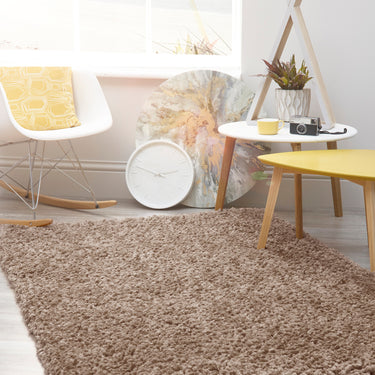 Origins Portland High Pile Super Fluffy Natural Brown Shaggy Modern Plain Rug