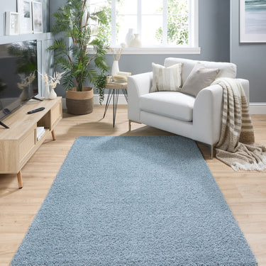 Origins My Denim Blue Washable Non-Slip Polypropylene Shaggy Rug - Small 80x120 cm (2'6"x4')