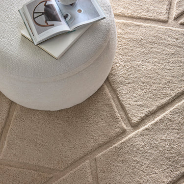 Origins Stack Contemporary Cream Geometric Textured Modern Rug