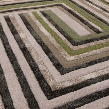 Matrix Network Wool Viscose Rug Modern 3D Striped Soft Silky Quality Rug