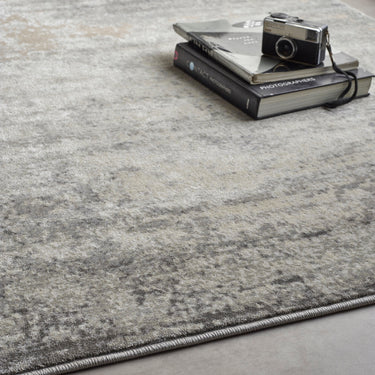 Poetic Reflection Modern Abstract Vintage Rug in Grey